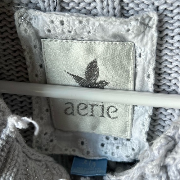 Aerie Baby Blue Hooded Button Up Chunky Knit Sweater | L - Picture 5 of 7